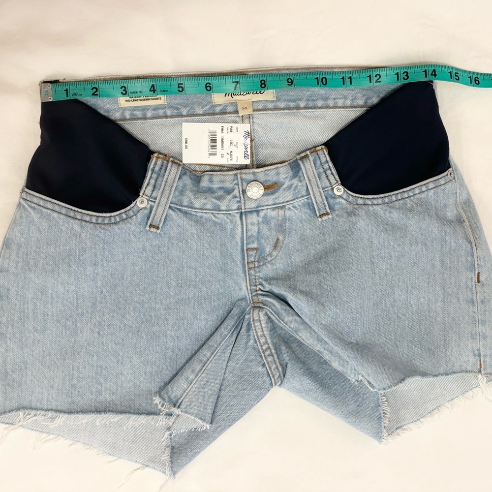 NWT $98 Madewell Women's Maternity Relaxed Mid-length Denim Shorts, Size 23 - Picture 8 of 14